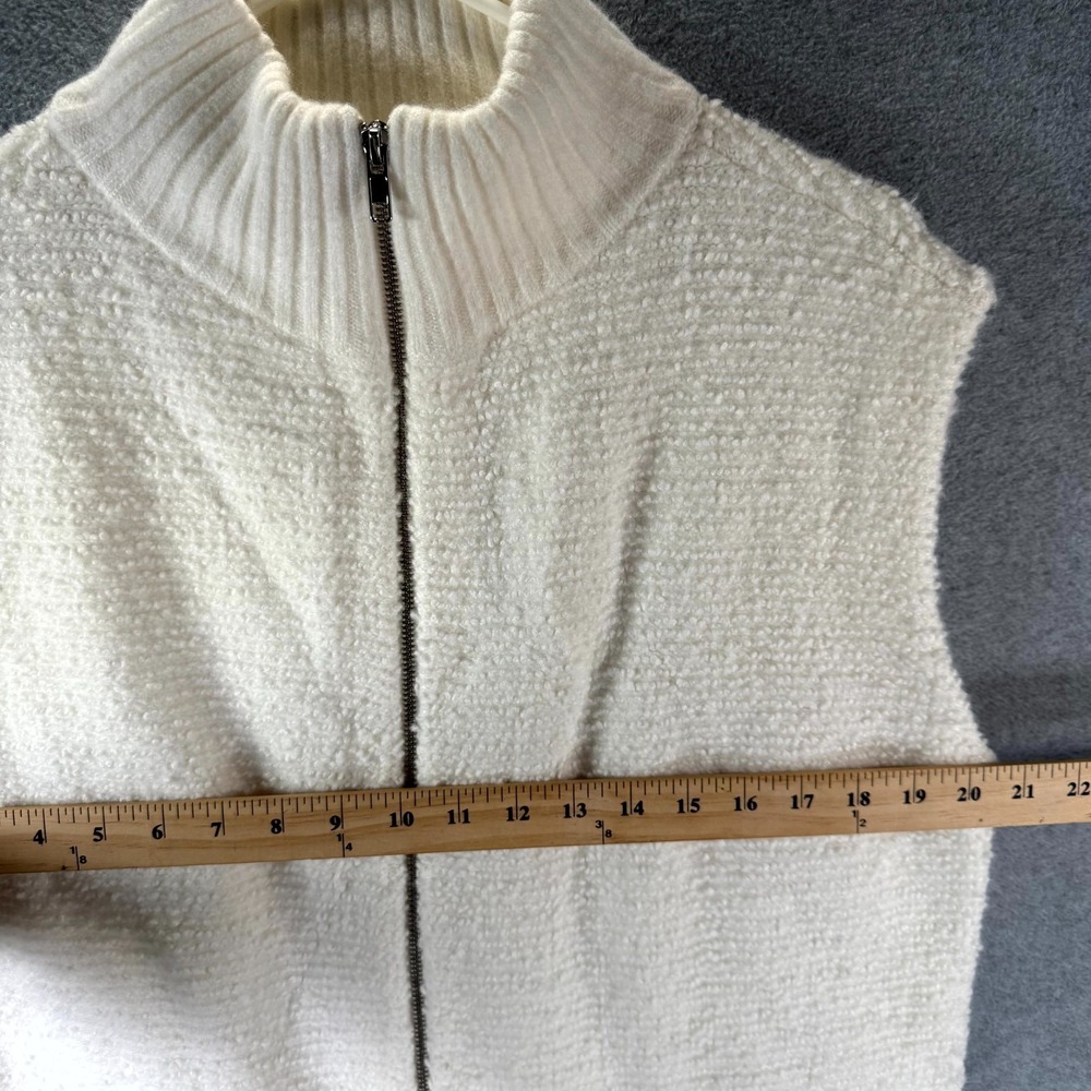 Ann Taylor Weekend Sweater Vest Women Medium White Sleeveless Full-Zip Mock Neck - Picture 6 of 10